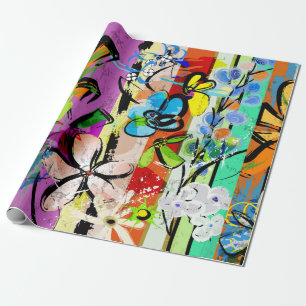 Papel De Presente Composição de fundo abstrato com flores, com