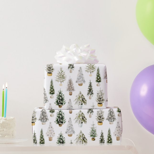 Papel De Presente Composição de Natal em Aquarela Boho Saudação (Presentes para festas)