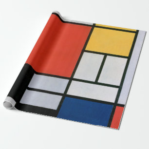Papel De Presente Composição de Piet Mondrian Vermelho Amarelo Azul 