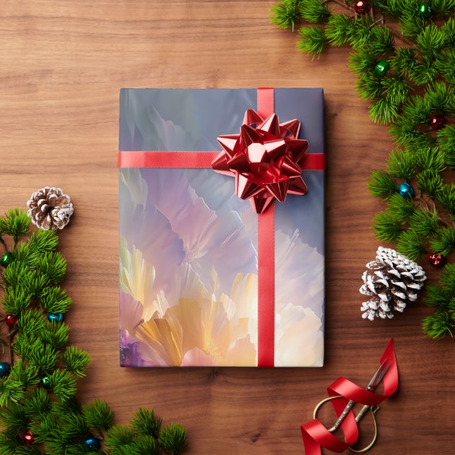 Papel De Presente Composição floral pastel abstrata brilhante (Presente de Natal)