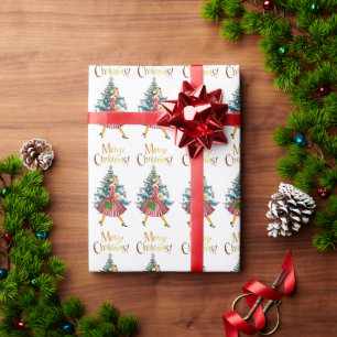 Papel De Presente Compras de Natal da Senhora Vintage de 1950