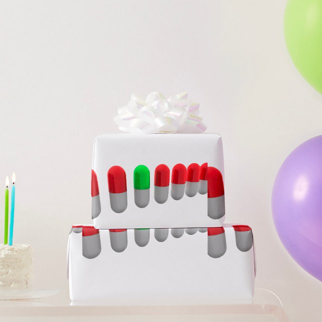 Papel De Presente Comprimido Verde Único Entre Cápsulas Vermelhas (Criador carregado)