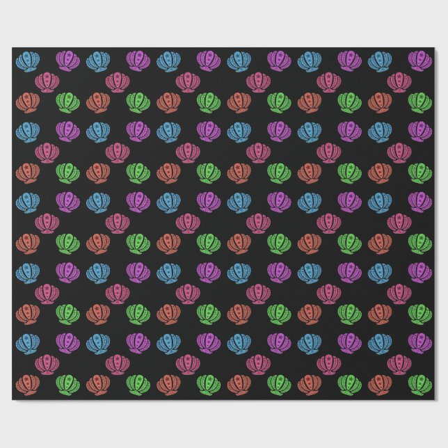 Papel De Presente Conchas Coloridas Padrão (Aberto)