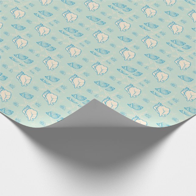 Papel De Presente Conchas e estrelas-do-mar (Ponta)