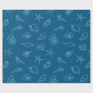 Papel De Presente conchas e estrelas-do-mar