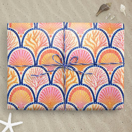 Papel De Presente Conchas Mediterrâneas e Vieira de Erva Marinha