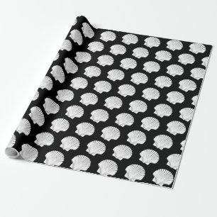 Papel De Presente Conchas Pretas e Brancas do Mar
