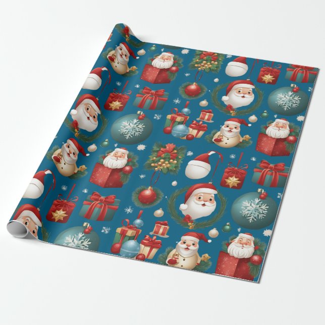 Papel De Presente Condecorações de Natal modernas (Desenrolado)