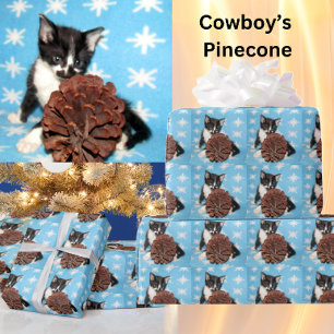 Papel De Presente Cone de pinheiro do Cowboy - Natal de Gato/Kitten