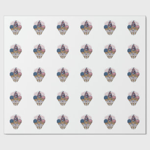 Papel De Presente Cones de Sorvete Patrióticos Vintage Quatro de Jul