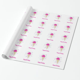 Papel De Presente Cones de Sorvete Rosa