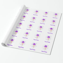 Papel De Presente Cones de Sorvete roxo