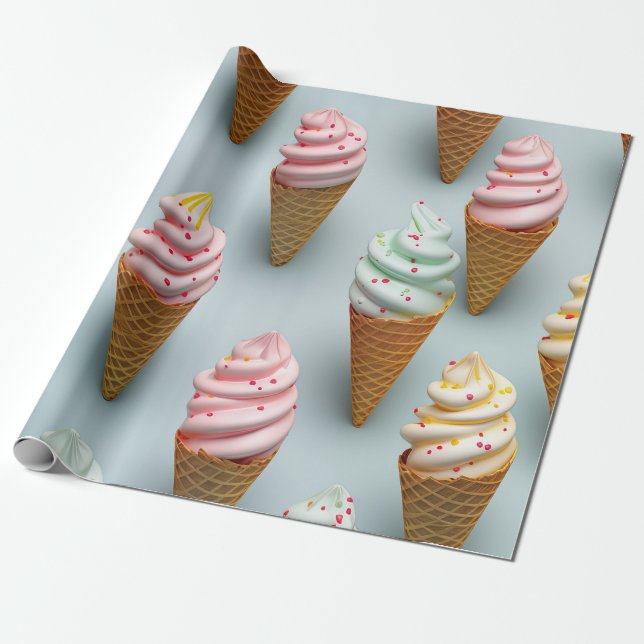Papel De Presente Cones de Torção de sorvete (Desenrolado)