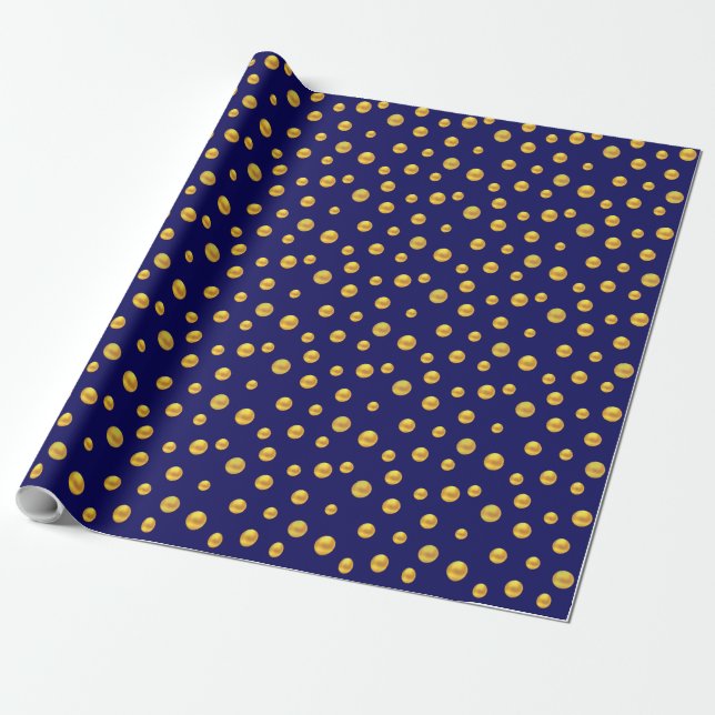Papel De Presente Confete Dourado Elegante em Azul Marinho (Desenrolado)