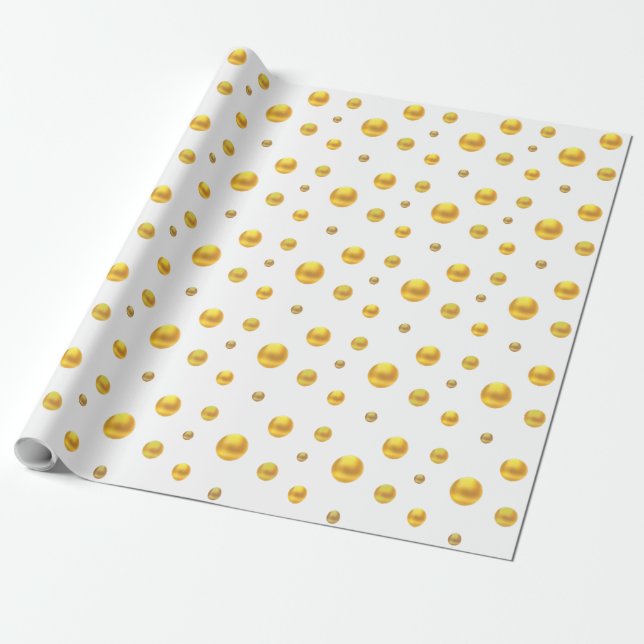 Papel De Presente Confete Dourado Elegante em Branco (Desenrolado)