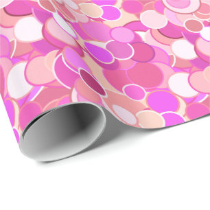 Papel De Presente Confetes de meados do século - rosa e coral