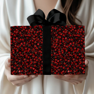 Papel De Presente Confetes Vermelhos Elegantes no Estilo Brilho Pret