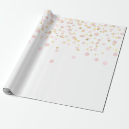 Papel De Presente Confetti de Ponto Rosa Dourado Elegante