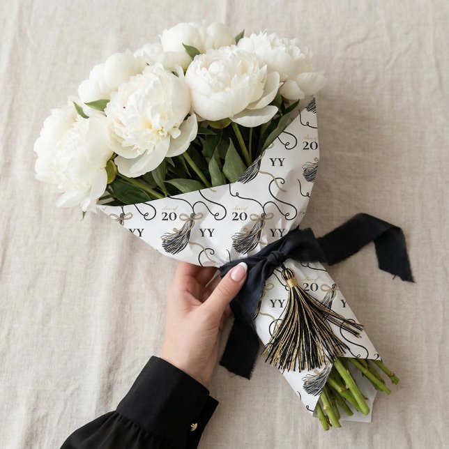 Papel De Presente Congrats Graduation Tassel Class of 2026 Elegant  (Congrats Graduation Tassel Class of 2026 Elegant Wrapping Paper wrap flowers)