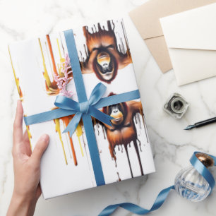 Papel De Presente Conjunto de Cores de Gorila Vida Selvagem e Nature