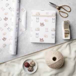 Papel De Presente Conjunto de Gatinhos de Desenho Animado Fofo