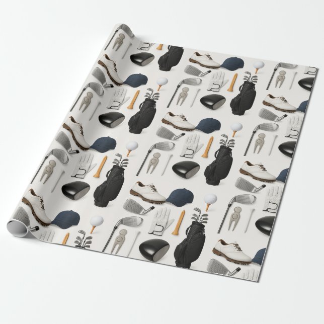 Papel De Presente Conjunto de golfe de um equipamento de golfe mascu (Desenrolado)