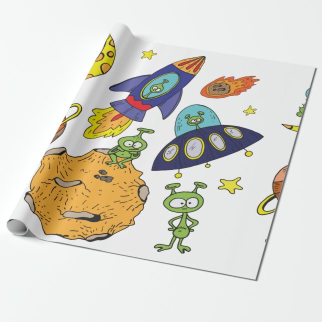 Papel De Presente Conjunto de ilustrações de desenho animado sobre o (Desenrolado)