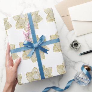 Papel De Presente Conjunto de Noiva de Linha de Arte Floral em Ouro