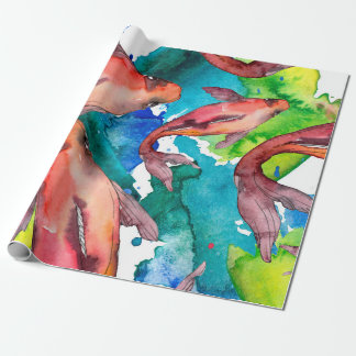 Papel De Presente Conjunto de peixes aquáticos. Mar vermelho e peixe