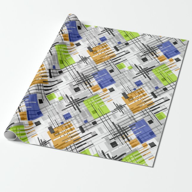 Papel De Presente Cons revestidos de formas geométricas abstrato mod (Desenrolado)