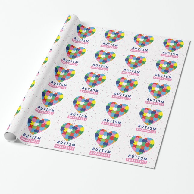 Papel De Presente consciência rosa sobre autismo (Desenrolado)