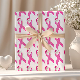 Papel De Presente Conscientização do Câncer de Mama Laço Rosa