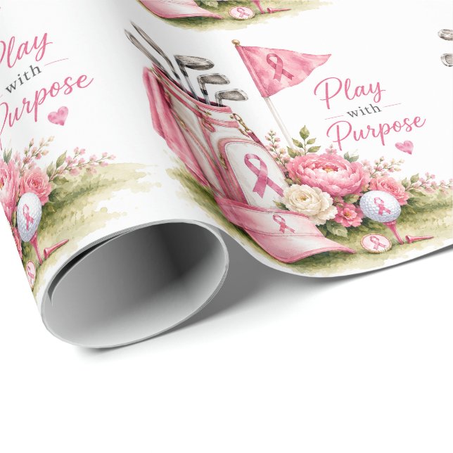 Papel De Presente Conscientização sobre o Câncer de Mama com laço ro (Ponta do rolo)