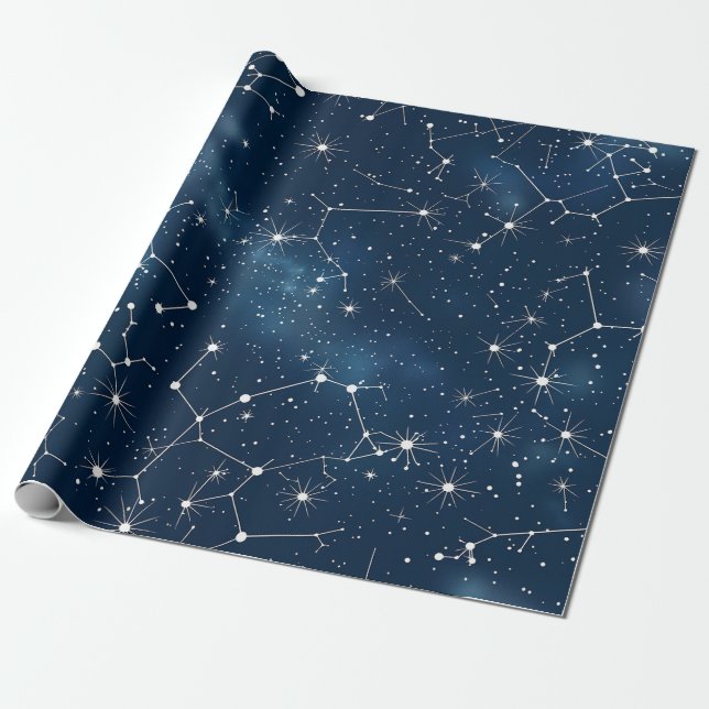 Papel De Presente Constelação Celestial - Noite Estelar (4) (Desenrolado)
