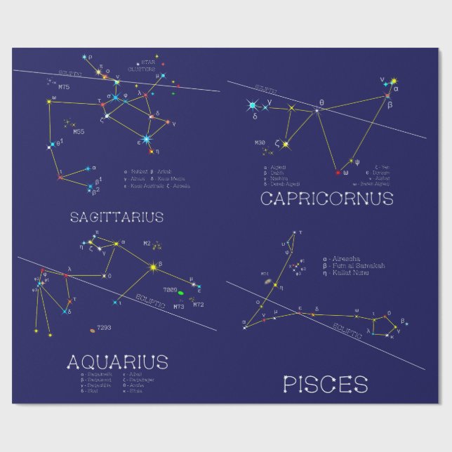 Papel De Presente Constelações Zodiac de dezembro - fevereiro (Aberto)