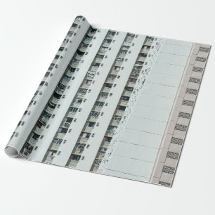 PAPEL DE PRESENTE CONSTRUÇÃO CONCRETA BRANCA E AZUL