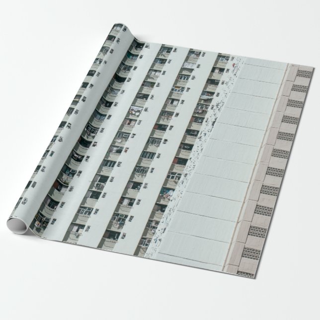 PAPEL DE PRESENTE CONSTRUÇÃO CONCRETA BRANCA E AZUL (Desenrolado)