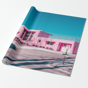 Papel De Presente Construção de betão rosa sob céu azul