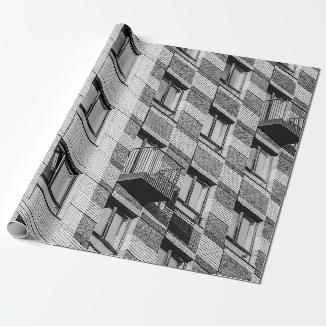 PAPEL DE PRESENTE CONSTRUÇÃO DE CONCRETOS BRANCOS E PRETOS (Desenrolado)