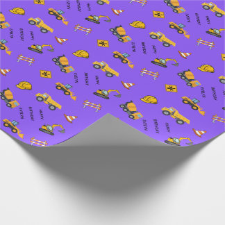 Papel De Presente Construção Personalizada de Aniversário Roxo