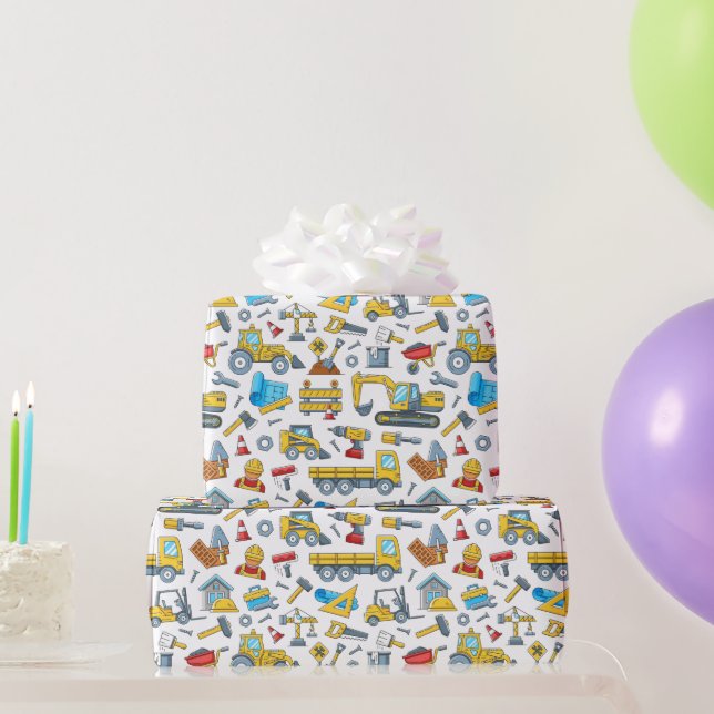 Papel De Presente Construction (Presentes para festas)