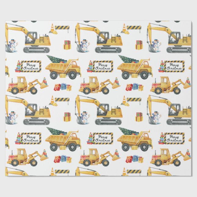 Papel De Presente Construction Theme Christmas Wrapping Paper (Aberto)