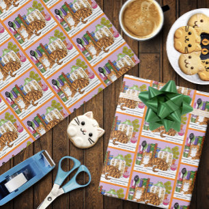 Papel De Presente Contador de Cozinha Tabby Laranja Superior