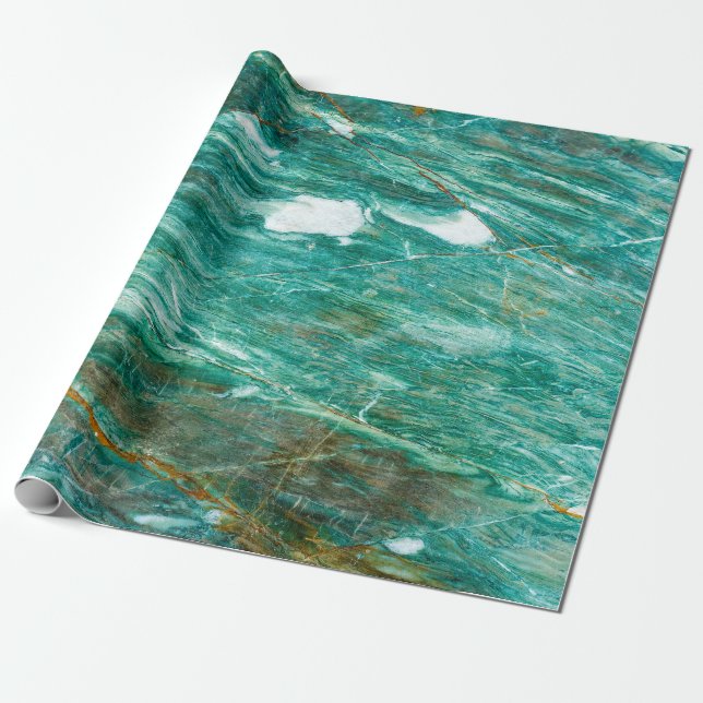 Papel De Presente Contexto verde ou Emerald Marble (Desenrolado)