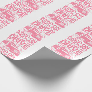Papel De Presente Continue Caminhando 18 Rodas Rosa