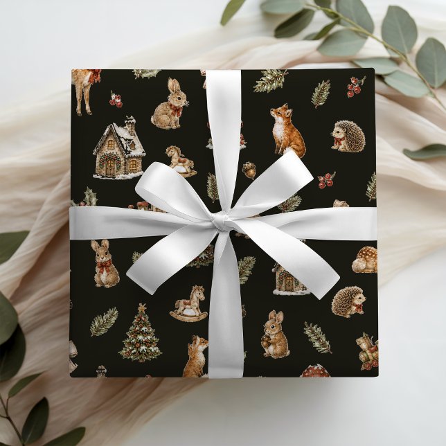 Papel De Presente Conto de Natal Caprichoso da Floresta (Criador carregado)
