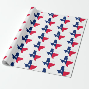 Papel De Presente Contorno do Estado do Texas e Cores da Bandeira, P