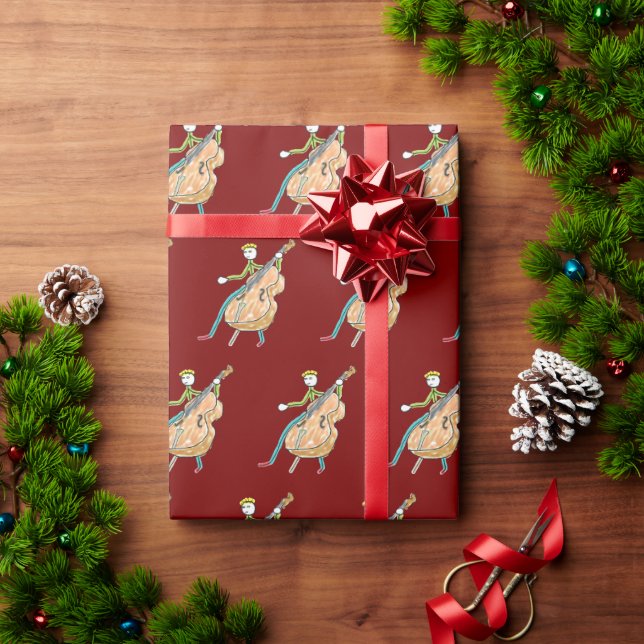 Papel De Presente Contrabaixo Stickman (Presente de Natal)