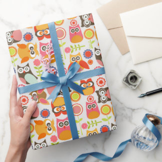 Papel De Presente Convite de Aniversário de Coruja Fofa Hoot Hooray