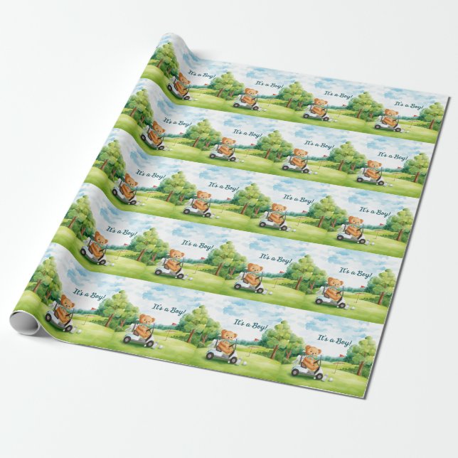 Papel De Presente Convite de Chás de Bebê para Menino com Tema de Go (Desenrolado)